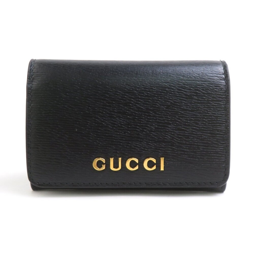 Auth Gucci Card Case Name Holder Black #324066G27B